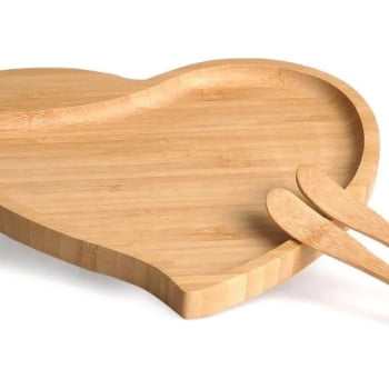 Brinde Dia das Mulheres Personalizado Petisqueira Bambu Formato de Coração SMPD-04X13-MULHER Brindes Personalizados