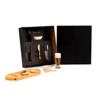 Brinde Aniversário de Empresa Personalizado Kit Petisco Bambu e Vidro 7 Peças SMKT-90473-ADE Brindes Personalizados