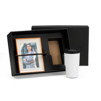 Brinde Aniversário de Empresa Personalizado Kit Copo Térmico e Porta Retrato SMKT-90506-ADE Brinde Personalizado
