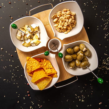 Brinde Aniversário de Empresa Personalizado Kit Petisco Bambu e Inox 10 Peças SMPD-03323-ADE Brindes Personalizados