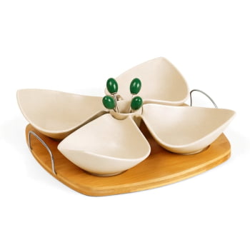 Brinde Aniversário de Empresa Personalizado Kit Petisco Bambu e Inox 10 Peças SMPD-03323-ADE Brindes Personalizados