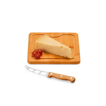 Brinde Aniversário de Empresa Personalizado Kit Queijo Bambu e Inox 2 Peças SMPD-80073-ADE Brindes Personalizados