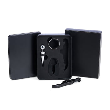 Brinde Aniversário de Empresa Personalizado Kit Vinho 4 Peças SMPV-01401-ADE Brinde Personalizado