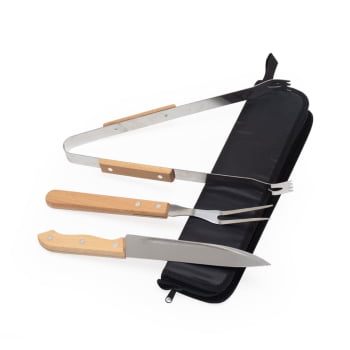 Brinde Presente Dia dos Pais Personalizado Kit Churrasco 3 Peças Com Estojo X18891-PAI