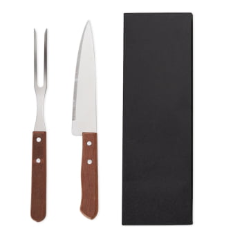 Brinde Presente dia dos Pais Kit Churrasco Personalizado Garfo e Faca Caixa 2 Peças X14564N-PAI