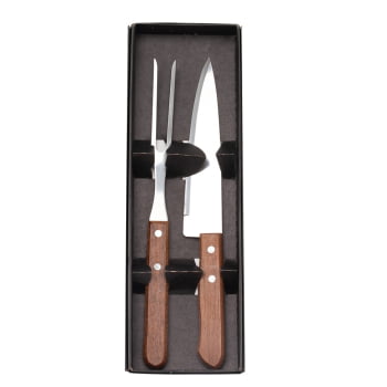 Brinde Presente dia dos Pais Kit Churrasco Personalizado Garfo e Faca Caixa 2 Peças X14564N-PAI