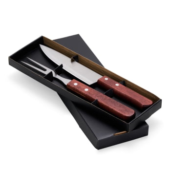 Brinde Presente dia dos Pais Kit Churrasco Personalizado Garfo e Faca Estojo 2 Peças X08139-PAI