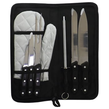 Brinde Presente dia dos Pais Kit Churrasco Personalizado Estojo de Nylon 7 Peças X12071-PAI