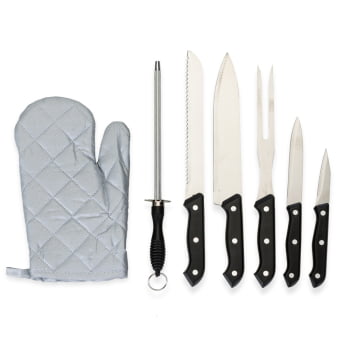 Brinde Presente dia dos Pais Kit Churrasco Personalizado Estojo de Nylon 7 Peças X12071-PAI