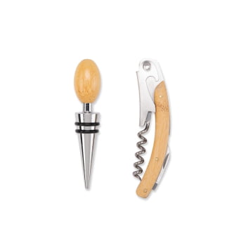 Brinde Presente Dia dos Pais Personalizado Kit Vinho Saca Rolha e Tampa de Bico 2 Peças X19132