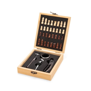 Brinde Presente Dia dos Pais Personalizado Kit Vinho Xadrez 4 Peças X19131