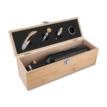Brinde Presente Dia dos Pais Personalizado Kit Vinho Bambu 4 Peças X15361 Brinde Presente Dia dos Pais Personalizado Kit Vinho Bambu 4 Peças X15361