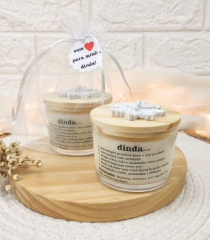 LEMBRANCINHA DE BATIZADO PARA PADRINHOS VELA AROMÁTICA 100G ORGANZA DIVINO