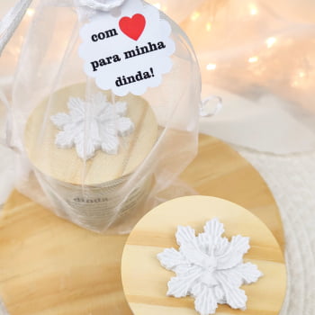 LEMBRANCINHA DE BATIZADO PARA PADRINHOS VELA AROMÁTICA 100G ORGANZA DIVINO