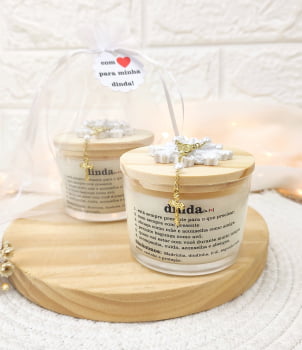 LEMBRANCINHA DE BATIZADO PARA PADRINHOS VELA AROMÁTICA 100G ORGANZA DIVINO TERÇO