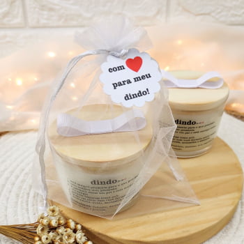 LEMBRANCINHA DE BATIZADO PARA PADRINHOS VELA AROMÁTICA 100G ORGANZA