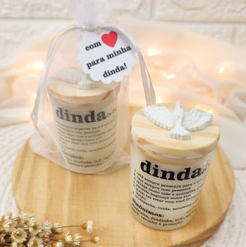 LEMBRANCINHA DE BATIZADO PARA PADRINHOS VELA AROMÁTICA 70G ORGANZA DIVINO