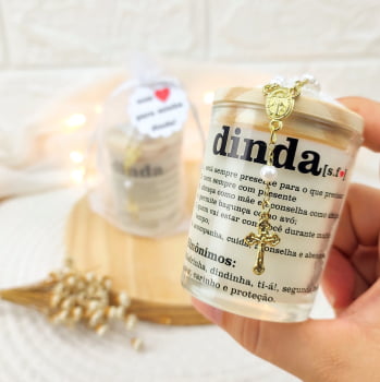 LEMBRANCINHA DE BATIZADO PARA PADRINHOS VELA AROMÁTICA 70G ORGANZA DIVINO TERÇO