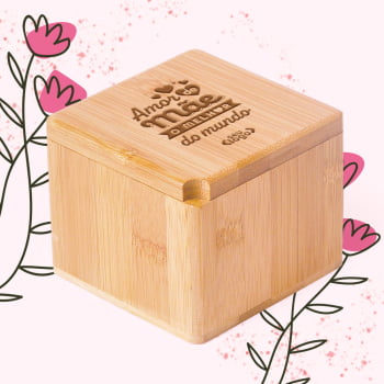 Dia das Mães Personalizado Porta Objetos Bambu Tampa Giratória SMPO-13003-MAE Brindes Personalizados