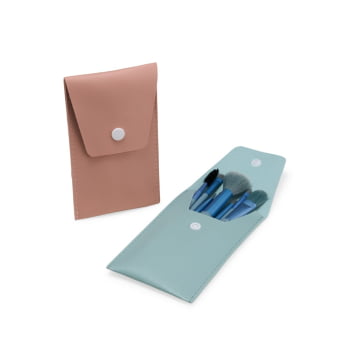 Kit Pincel Personalizado Couro Sintético 8 Peças X18876 Brindes Personalizados