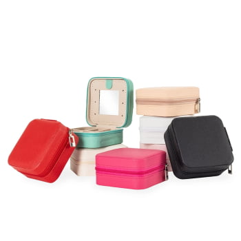 Porta Joias Personalizado Couro Sintético Quatro Divisórias XO$08141 Brindes Personalizados Porta Joias Personalizado Couro Sintético Quatro Divisórias XO$08141 Brindes Personalizados