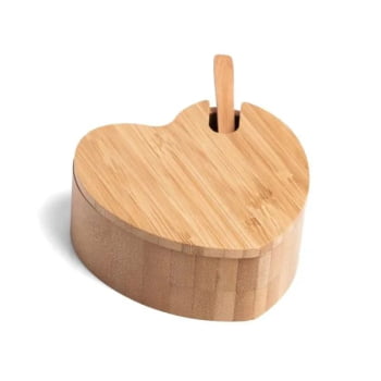 Açucareiro Personalizado Bambu Formato de Coração SMPO-13153 Brinde Personalizado