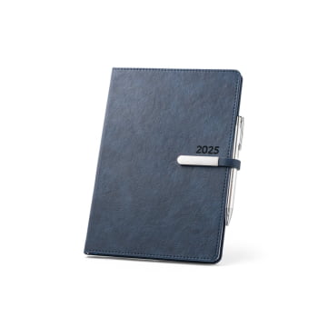 Agenda Personalizada 2025 Modelo VERLAINE B5 e Caneta Personalizada com Plano Semanal