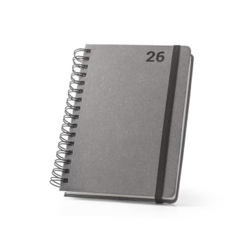 Agenda Personalizada 2026 A5 com Argolas em Pele Reciclada Plano Diário SP66215-26 Brindes Personalizados