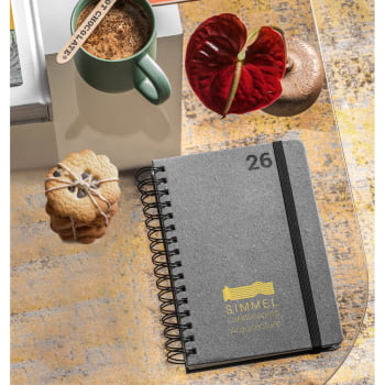 Agenda Personalizada 2026 A5 com Argolas em Pele Reciclada Plano Diário SP66215-26 Brindes Personalizados