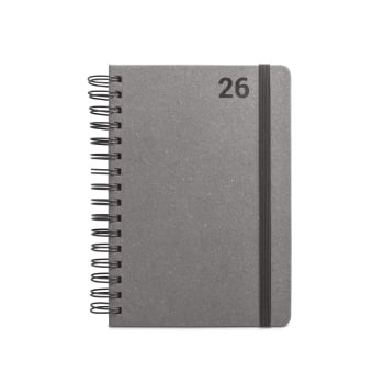 Agenda Personalizada 2026 A5 com Argolas em Pele Reciclada Plano Diário SP66215-26 Brindes Personalizados