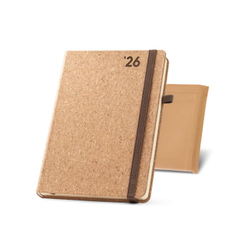 Agenda Personalizada 2026 A5 em Cortiça Plano Diário SP66095-26 Brinde Personalizado