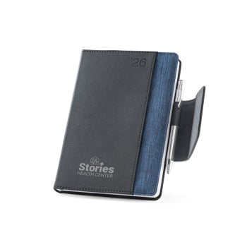 Agenda Personalizada 2026 A5 em PU e Tecido em Poliéster Plano Diário SP66088-26 Brinde Personalizado
