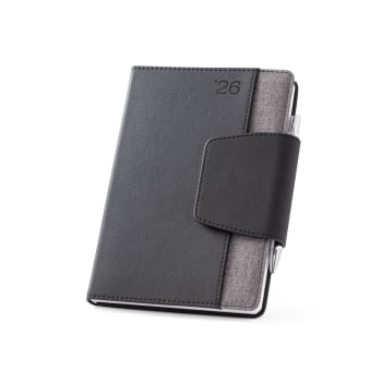 Agenda Personalizada 2026 A5 em PU e Tecido em Poliéster Plano Diário SP66088-26 Brinde Personalizado