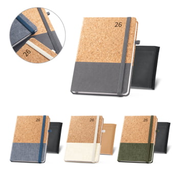 Agenda Personalizada 2026 B5 em Cortiça Plano Diário SP66199-26 Brindes Personalizados