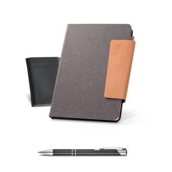 Agenda Personalizada 2026 B5 em Pele Reciclada Plano Semanal SP66217-26 Brinde Personalizado