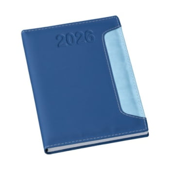 Agenda Personalizada 2026 Couro Sintético Azul LULG3778 Brinde Personalizado