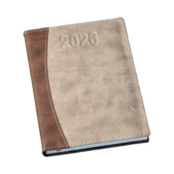 Agenda Personalizada 2026 Couro Sintético Marrom LU170L Brinde Personalizado