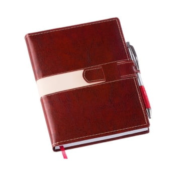 Agenda Personalizada 2026 Couro Sintético Marrom LU201L Brindes Personalizados