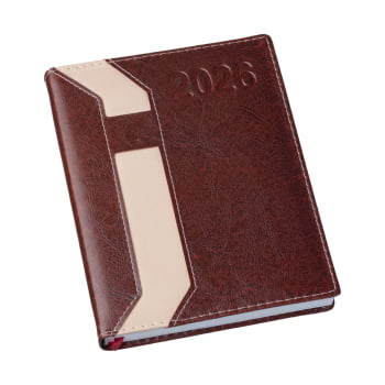 Agenda Personalizada 2026 Couro Sintético Marrom LU206L Brinde Personalizado