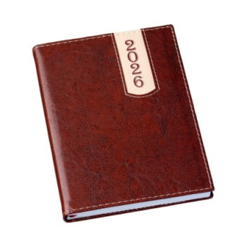Agenda Personalizada 2026 Couro Sintético Marrom LU208L Brinde Personalizado