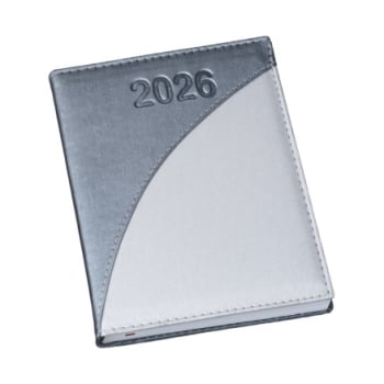 Agenda Personalizada 2026 Couro Sintético Prata LU160L Brinde Personalizado