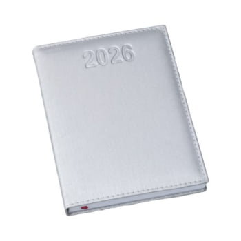 Agenda Personalizada 2026 Couro Sintético Prata LU186L Brindes Personalizados