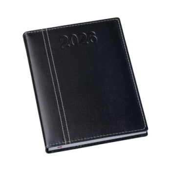 Agenda Personalizada 2026 Couro Sintético Preta LU106L Brindes Personalizados