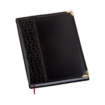 Agenda Personalizada 2026 Couro Sintético Preta LU120L Brinde Personalizado