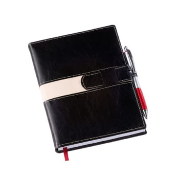 Agenda Personalizada 2026 Couro Sintético Preta LU198L Brinde Personalizado