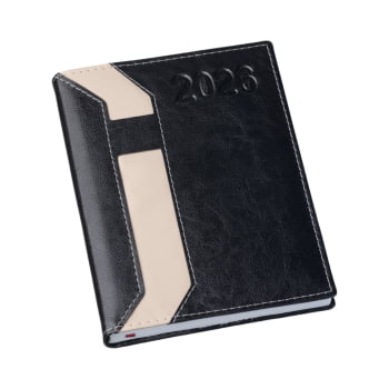 Agenda Personalizada 2026 Couro Sintético Preta LU205L Brindes Personalizados