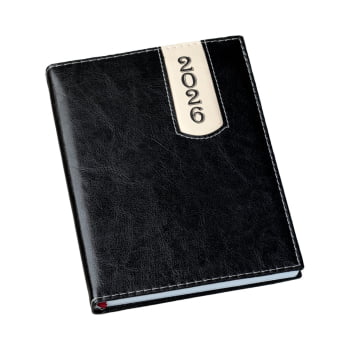 Agenda Personalizada 2026 Couro Sintético Preta LU207L Brindes Personalizados