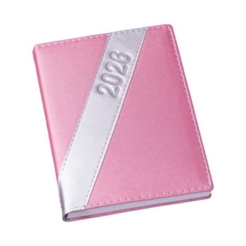 Agenda Personalizada 2026 Couro Sintético Rosa com Prata LU185L Brinde Personalizado