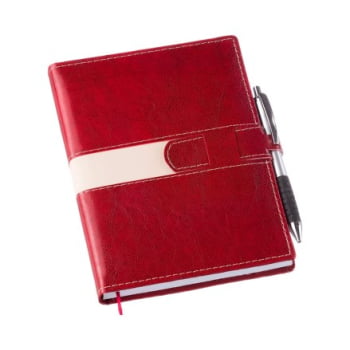 Agenda Personalizada 2026 Couro Sintético Vermelho LU199L Brindes Personalizados