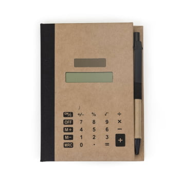 Bloco de Anotações Personalizado Calculadora com Caneta Sustentável X12737 Brindes Personalizados
